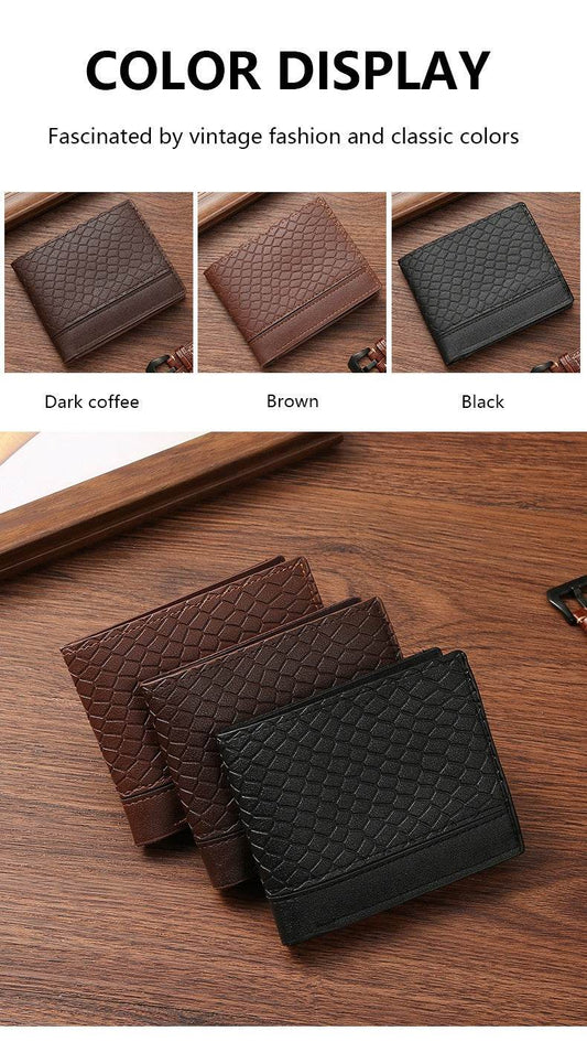 Snakeskin Pattern Men's Short Wallet - Mubimart