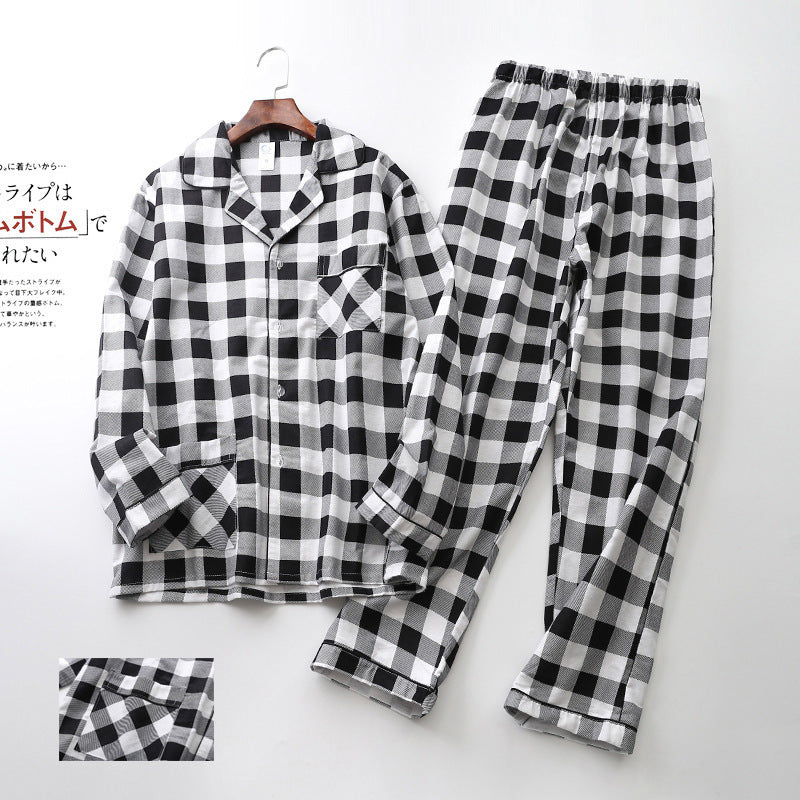 Men's Printed Long-sleeved Trousers Pajama Set - Mubimart - Pajama Set 