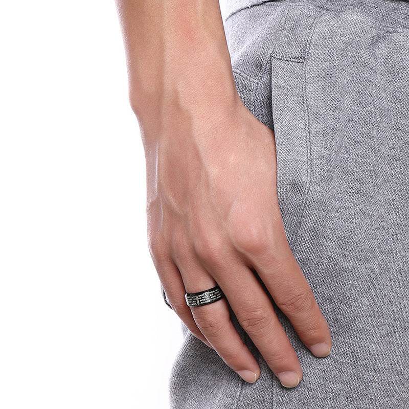 Sanskrit Ohm Stainless Steel Ring Men - Mubimart