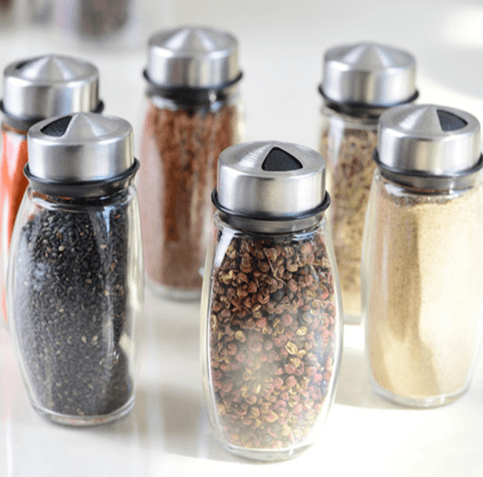 7pcs/set Condiment Set Pepper and Salt Cruet glass Kitchen Spice Rack Set,6pcs Jars + 1pc Rack,cooking tools high quality. - Mubimart