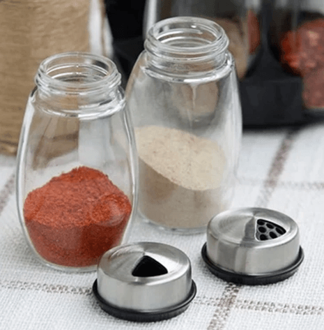 7pcs/set Condiment Set Pepper and Salt Cruet glass Kitchen Spice Rack Set,6pcs Jars + 1pc Rack,cooking tools high quality. - Mubimart