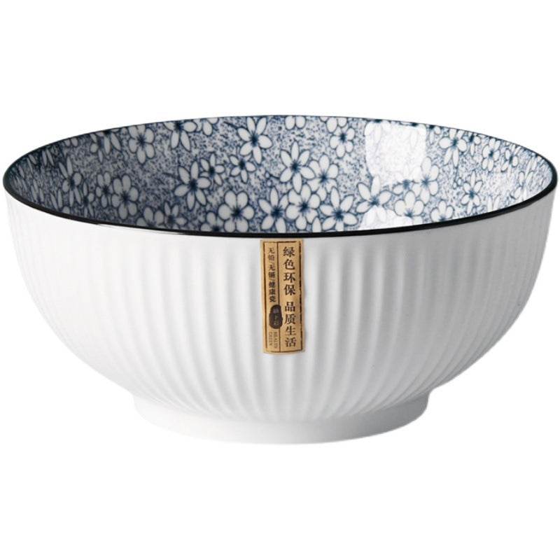 8-inch Soup Bowl, Household Nordic Ceramic Large Bowl, Japanese Style Noodle Bowl, Salad Bowl, Single Large Bowl, Underglaze Tableware - Mubimart
