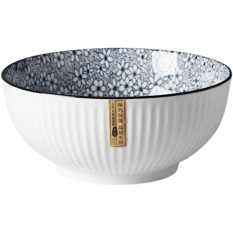 8-inch Soup Bowl, Household Nordic Ceramic Large Bowl, Japanese Style Noodle Bowl, Salad Bowl, Single Large Bowl, Underglaze Tableware - Mubimart -  