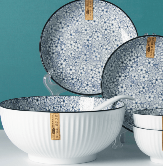 8-inch Soup Bowl, Household Nordic Ceramic Large Bowl, Japanese Style Noodle Bowl, Salad Bowl, Single Large Bowl, Underglaze Tableware - Mubimart