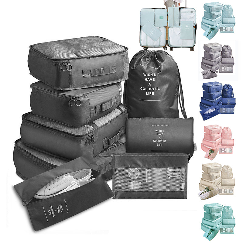 8-piece Set Luggage Divider Bag Travel Storage Clothes Underwear Shoes Organizer Packing Cube Bag - Mubimart - Luggage bag 