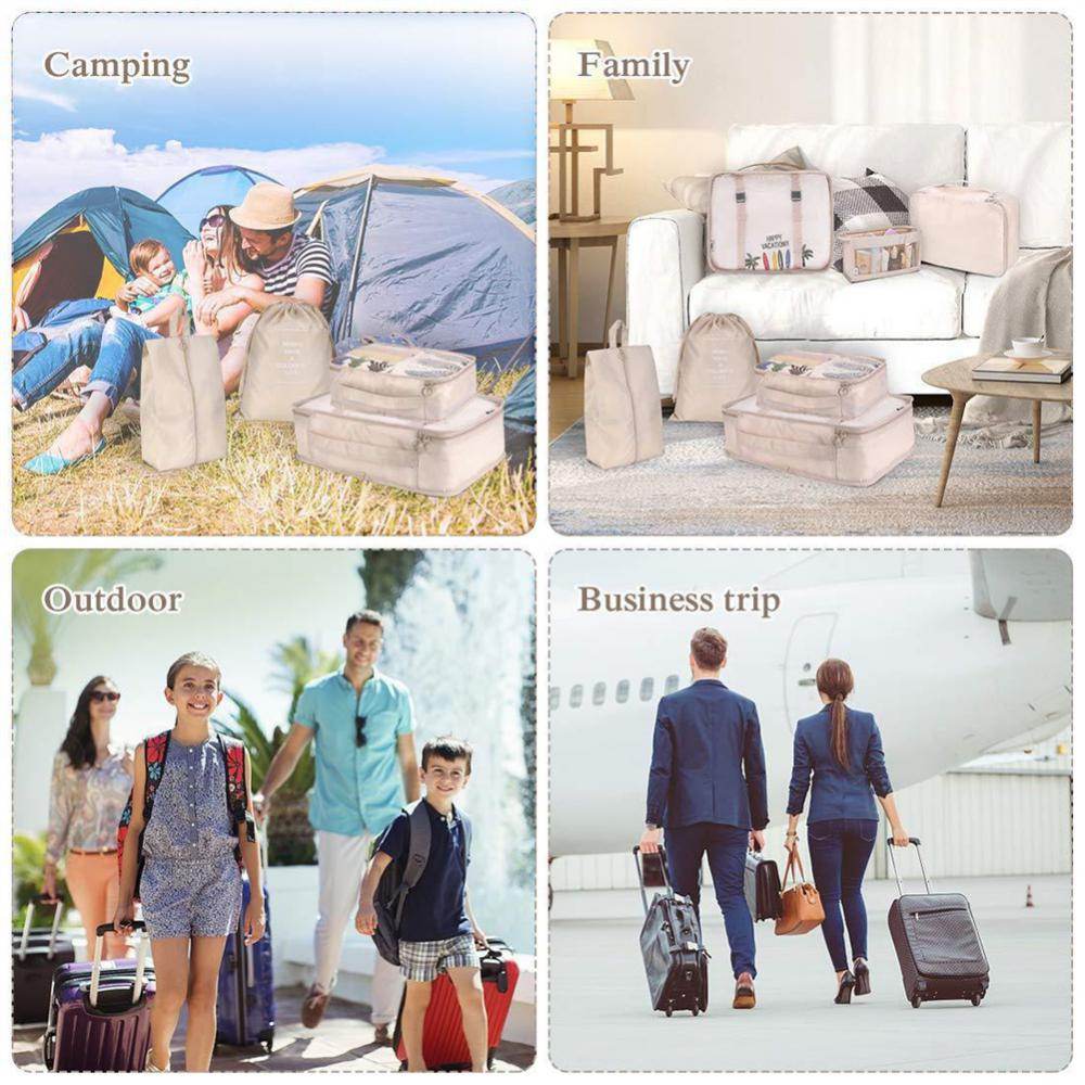 8-piece Set Luggage Divider Bag Travel Storage Clothes Underwear Shoes Organizer Packing Cube Bag - Mubimart