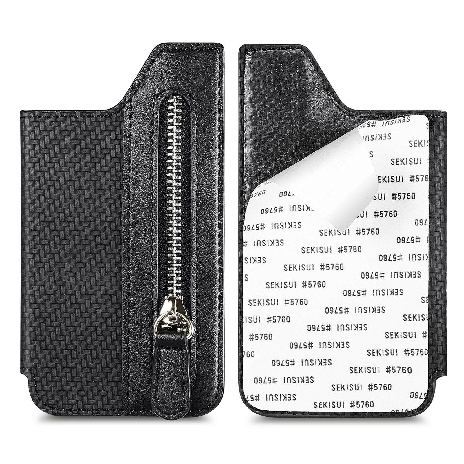 Card Holder Card Case Wallet Card Zipper Magnetic Snap Adhesive Portable Card Holder - Mubimart