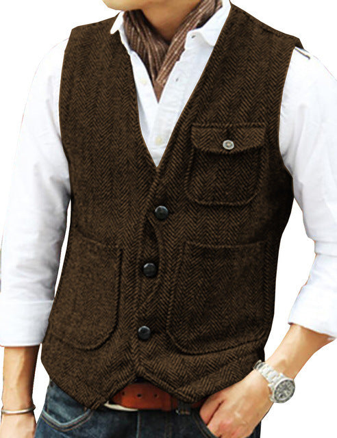 Herringbone Men's Suit Vest Vest