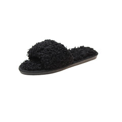 Sheep curl women slippers suitable for non-slip cotton slippers - Mubimart - Womens Slipper 