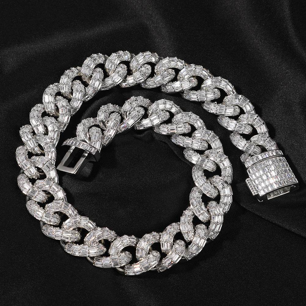 Mens Fashion Personalized Square Zirconium Cuban Bracelet Necklace - Mubimart