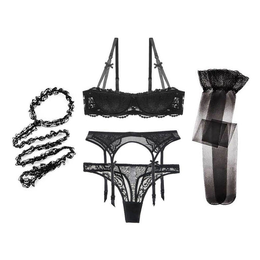 Sexy Lace Garter Belt Erotic Lingerie - Mubimart
