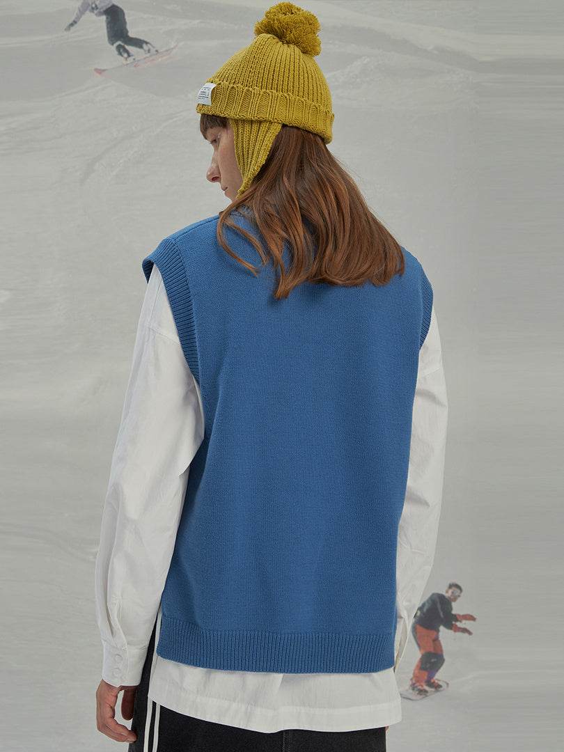 Knit Ski Sleeveless Sweater Vest - Mubimart