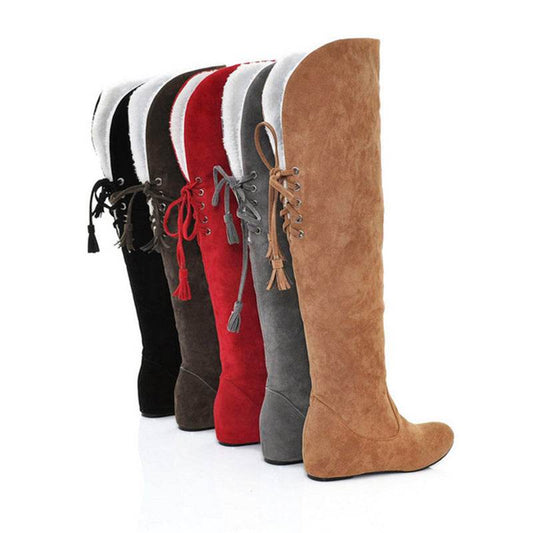 Over-the-knee boots plus size warm snow boots - Mubimart