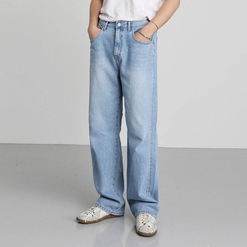 Men's Loose Washable Wide Leg Jeans - Mubimart