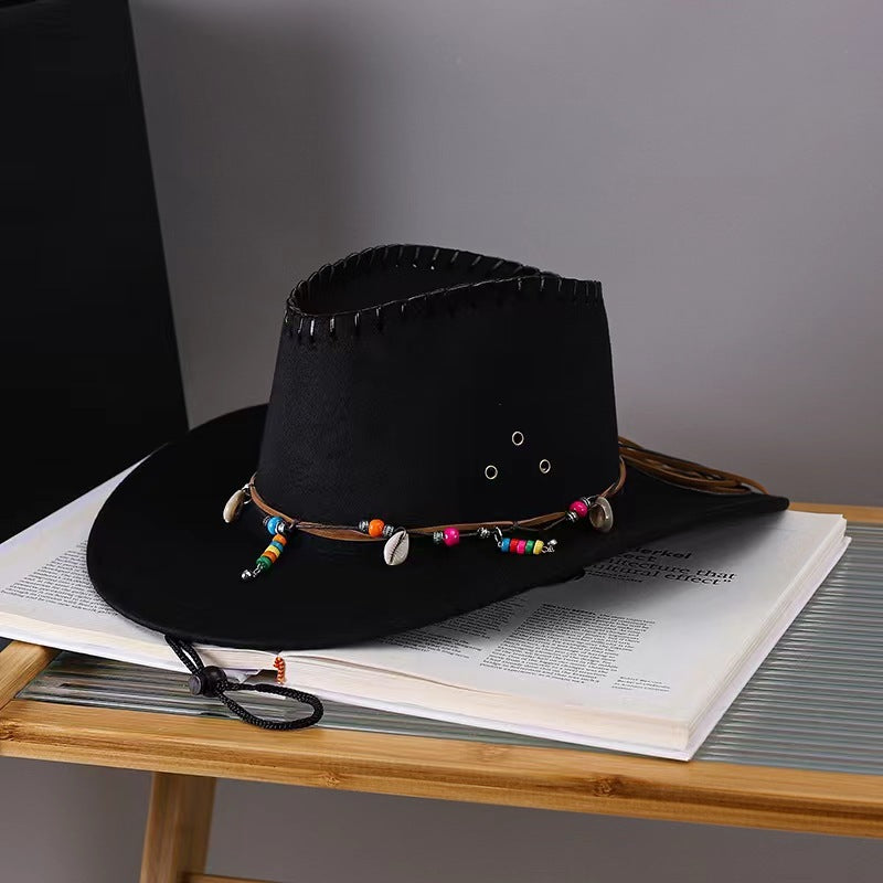 Western Cowboy Hat Men's And Women's Gem Chain Fedora Hat