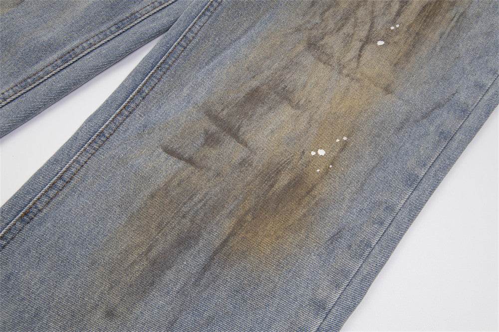 Splash-ink Wide-leg Jeans For Men And Women - Mubimart