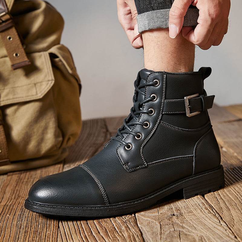 Worker Boot Men's Retro Lace Up High-top Martin Boots - Mubimart