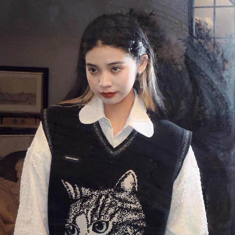 V-neck Vest Knitted Women's Vest Sweater - Mubimart