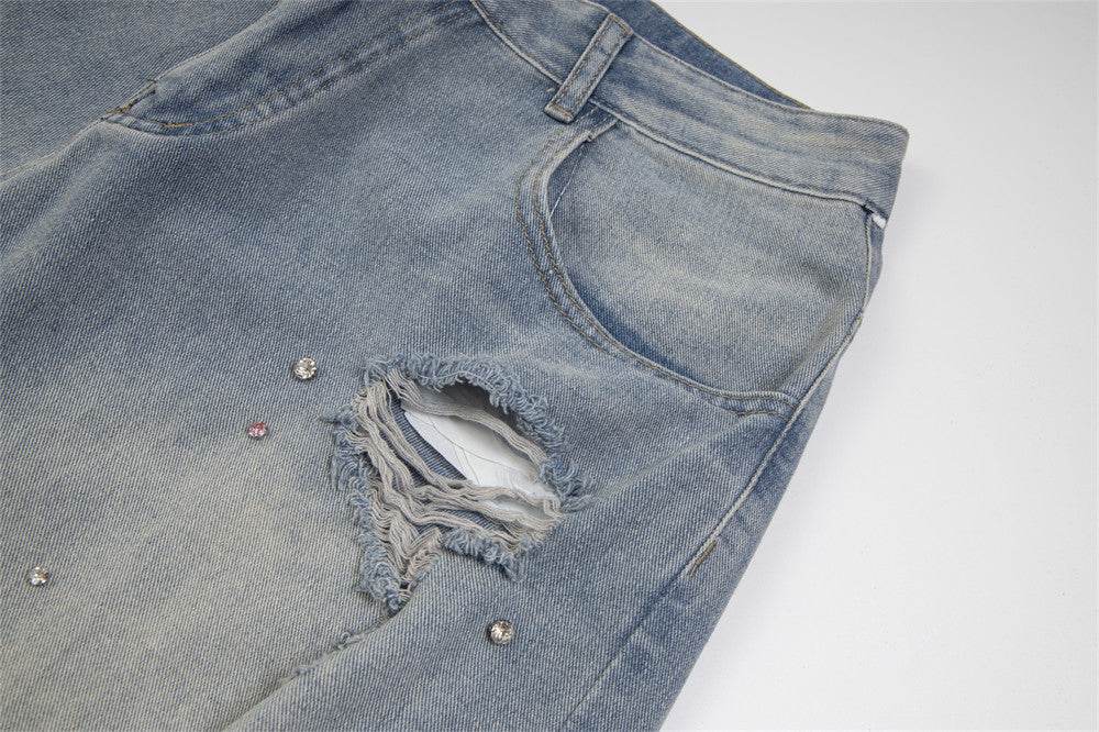 Ripped Denim Shorts For Men And Women - Mubimart