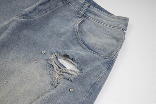 Ripped Denim Shorts For Men And Women - Mubimart