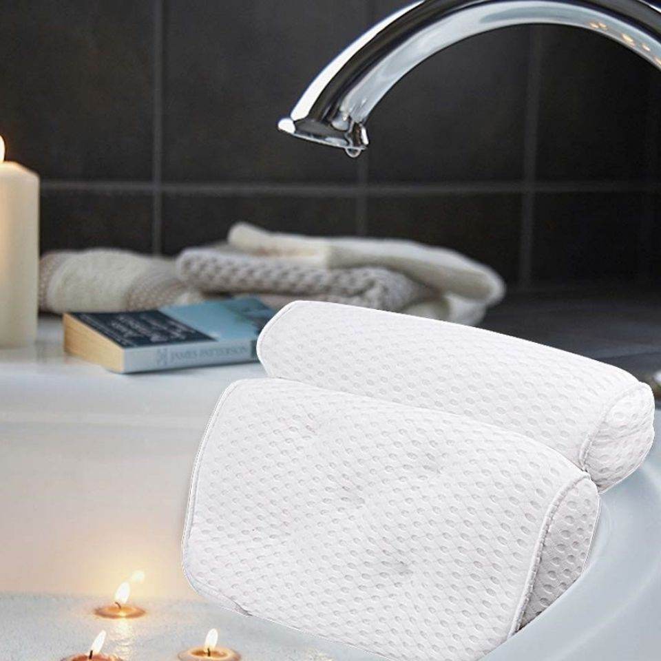 4D Bath Pillow Head And Neck Pillow With Suction Cup Bathtub Non-slip Bath Pillow - Mubimart