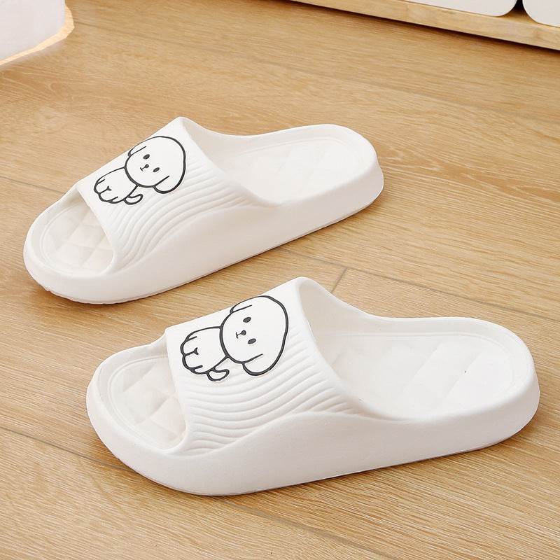 Cute Cartoon Dog Slippers Summer Solid Color Non-slip Rhombus Bathroom Slipper Indoor House Shoes For Men Women Couples - Mubimart