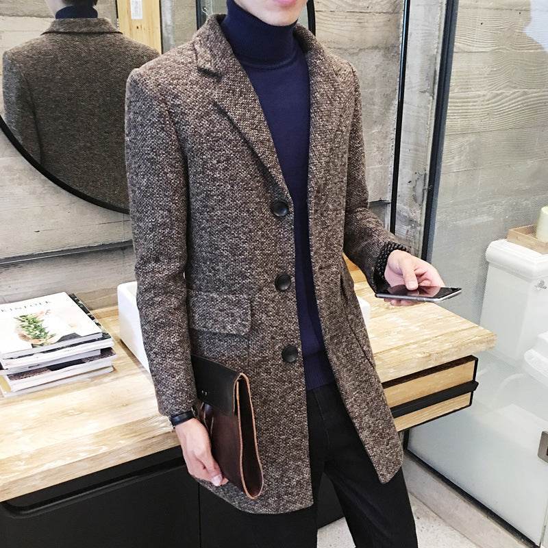 Men's woolen trench coat - Mubimart