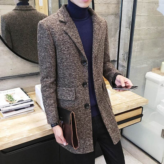 Men's woolen trench coat - Mubimart