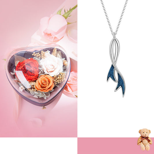 Fishtail Silver Necklace Sterling Silver Clavicle Chain Women