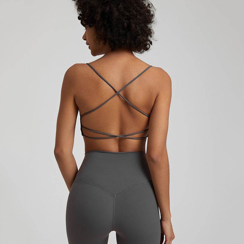 Candy Color Nude Feel Workout Bra Sports Quick-drying Workout Top - Mubimart
