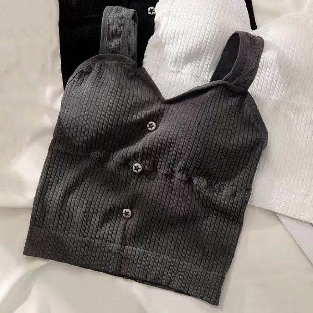 Button Camisole Short Top For Women - Mubimart