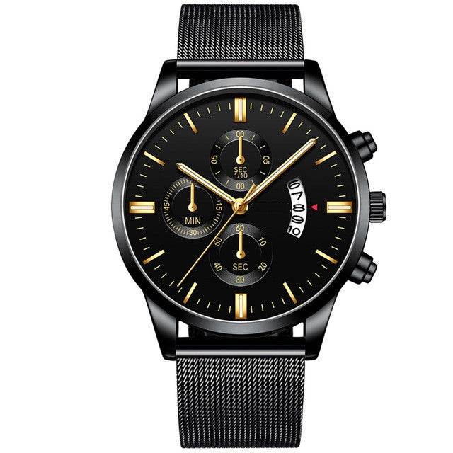 Mens Business Luxury Watches For Men Mesh Band Quartz Watch - Mubimart