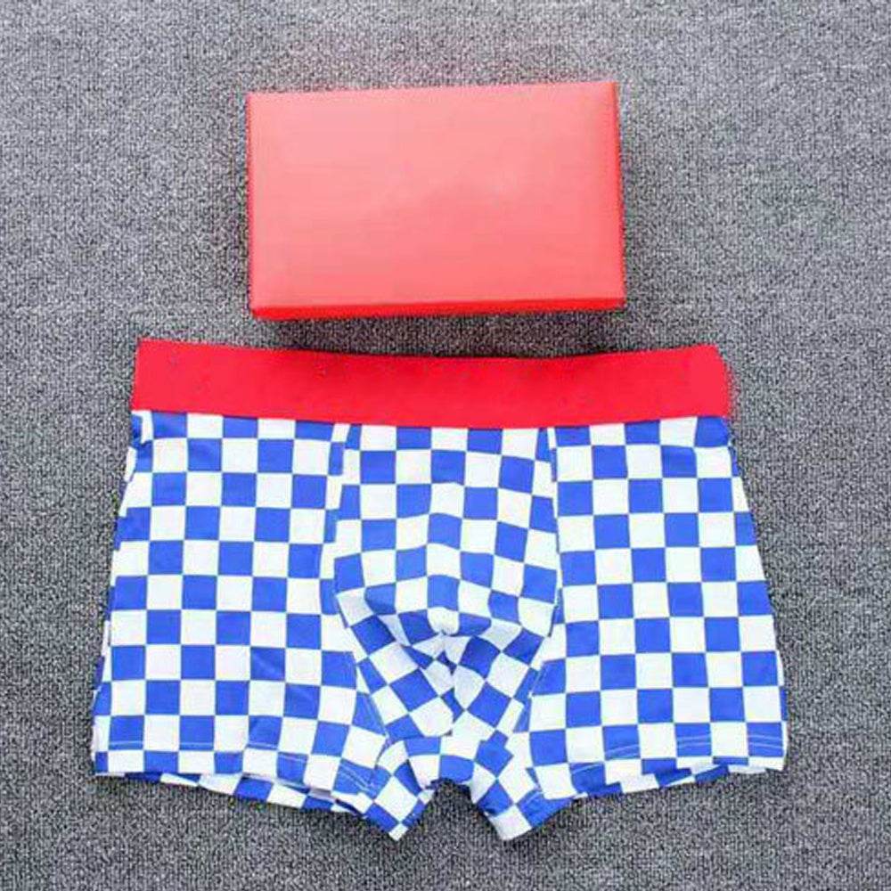 Checkered Men's Cotton Boxer Boxer Briefs - Mubimart