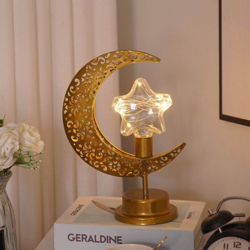 LED Modeling Lamp Creative Personality Iron Moon - Mubimart