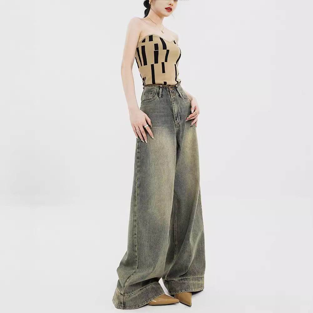 Retro Nostalgic Wide-leg Jeans For Women Summer - Mubimart