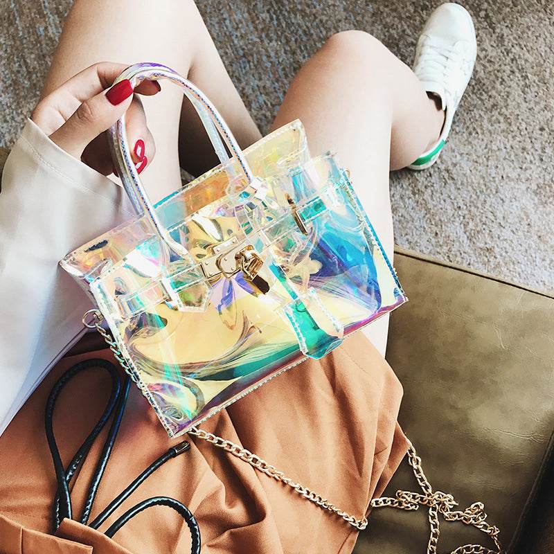 Transparent beach platinum bag - Mubimart