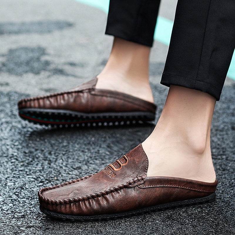 Men Leather Mules Casual Shoes Slipper Fashion - Mubimart