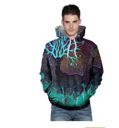 Psychedelic Deer 3D Hoodie Sweatshirts - Mubimart