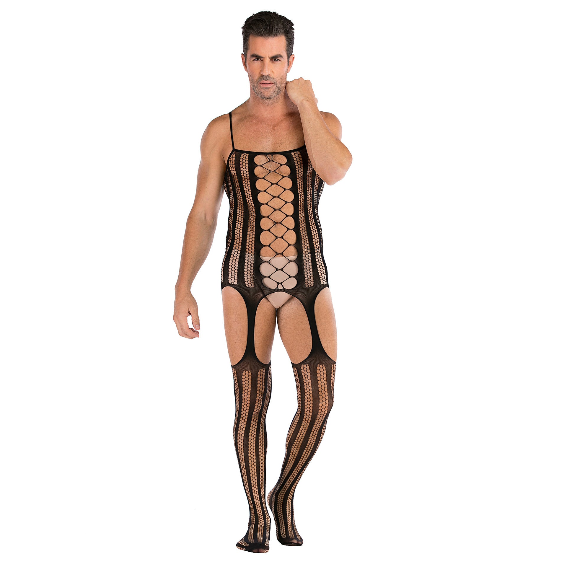 Top Garter Belt Set Hollow Mesh Clothing - Mubimart - Garter Belts 