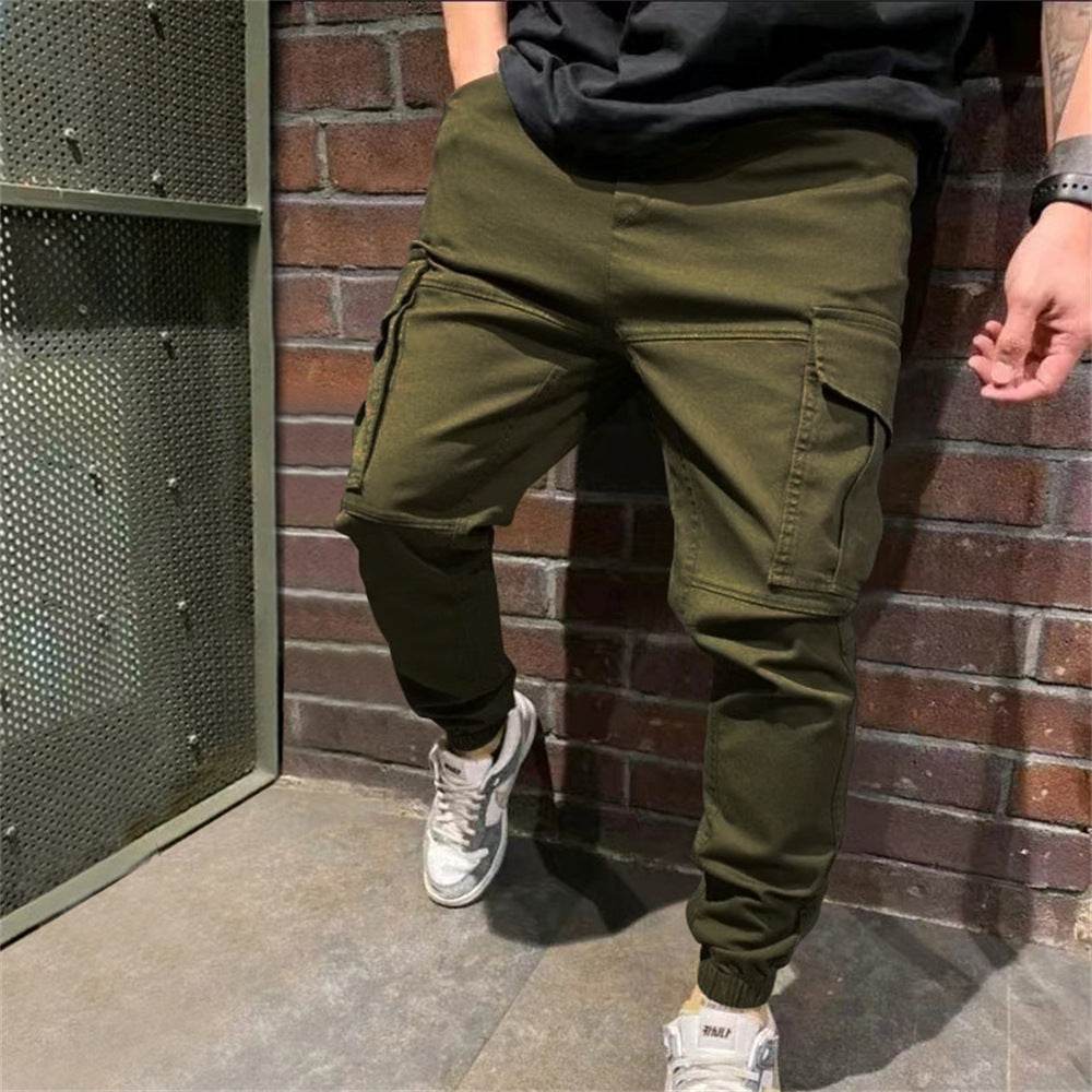 Mens Sports Pants With Pockets Casual Cargo Trousers - Mubimart