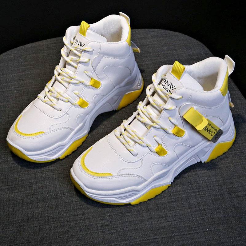 High-top sneakers, white shoes, women - Mubimart