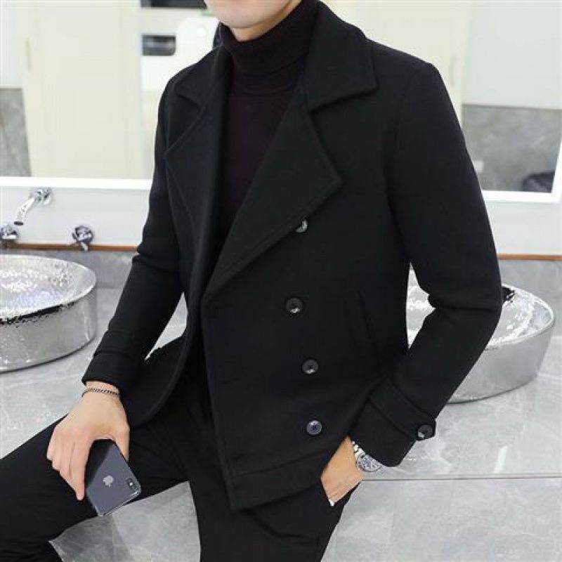 Casual woolen trench coat - Mubimart