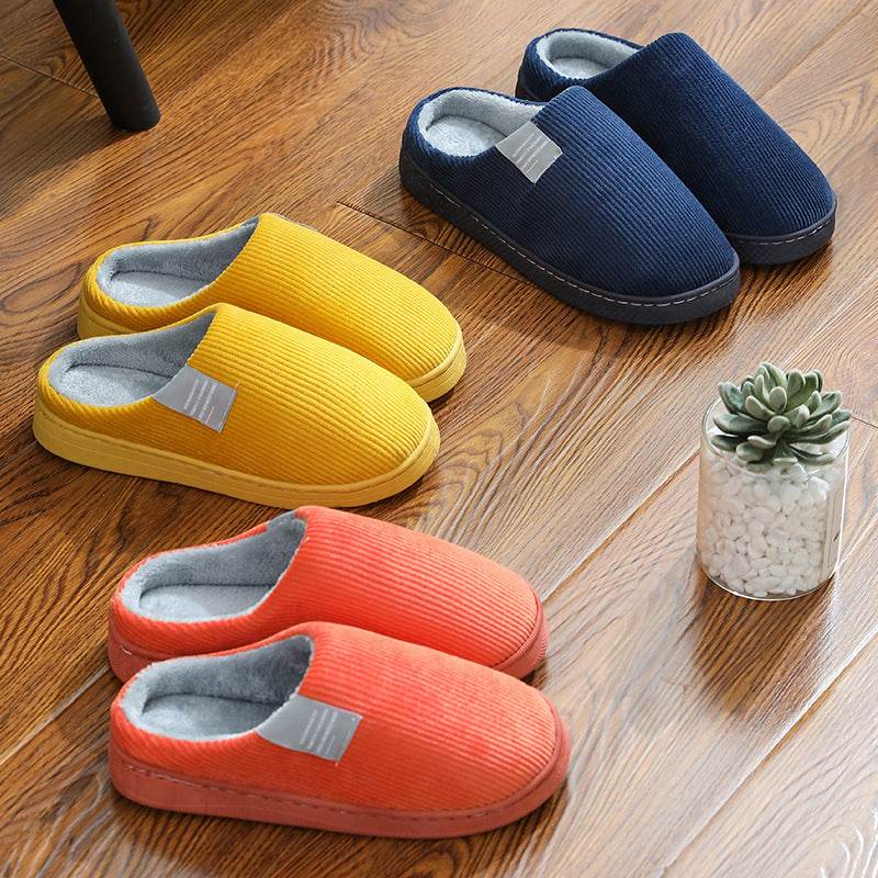 Corduroy Slippers For Women Home Shoes Men Women Couple - Mubimart