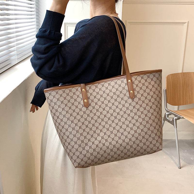 Handbag For Women Trends Brand Designer Striped Shopper Shoulder Shopping Bag - Mubimart
