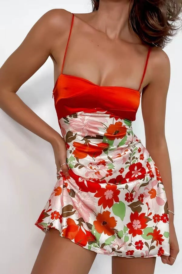 Sexy Red Satin Slip Dress - Mubimart -  