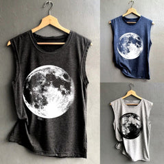 Women girl moon erath tank top - Mubimart - Tank Top 