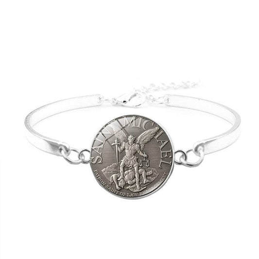 Archangel Time Gemstone Glass Metal Bracelet - Mubimart