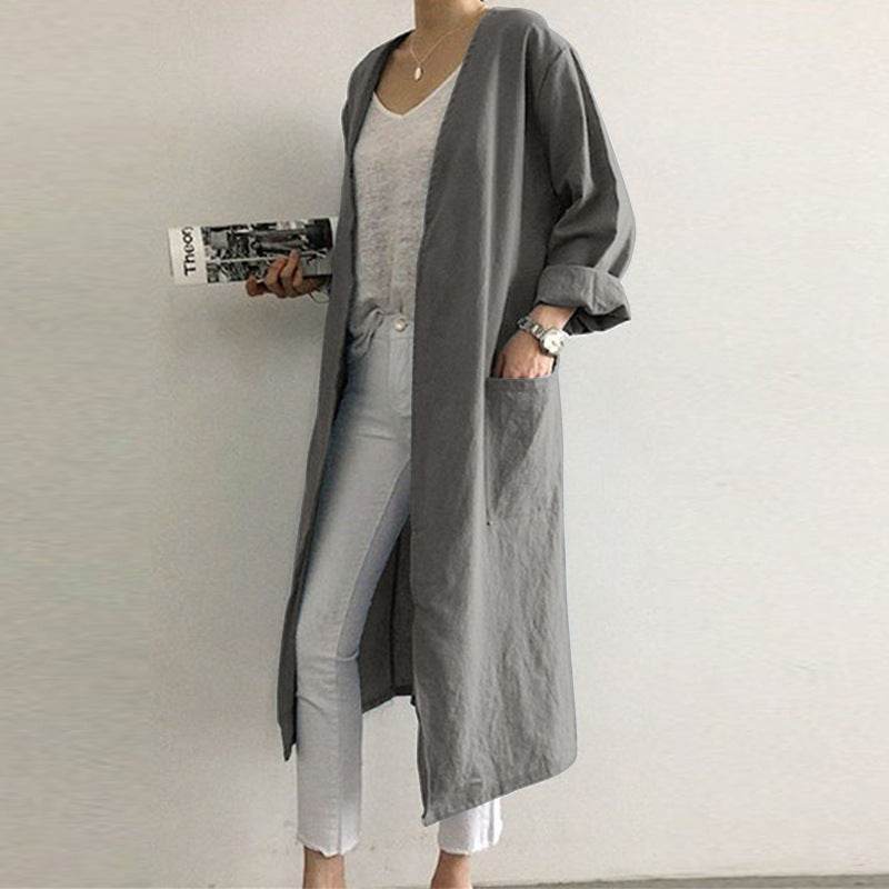 Solid color plus size loose cardigan jacket - Mubimart