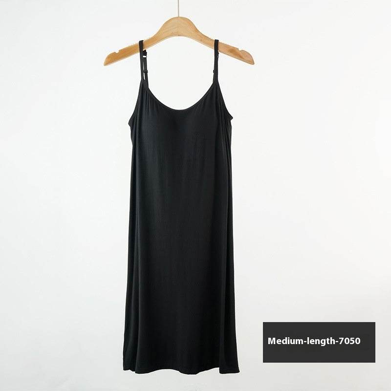 Plus Size Loose Lengthened Plus-sized Maternity Dress Sling Bottoming Shirt With Chest Pad - Mubimart