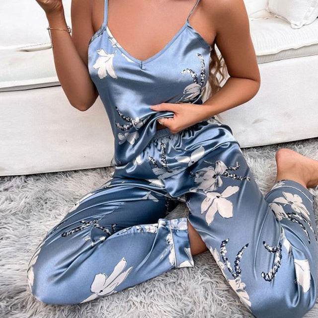 Women's Set Floral Pajama Two-Piece Set - Mubimart